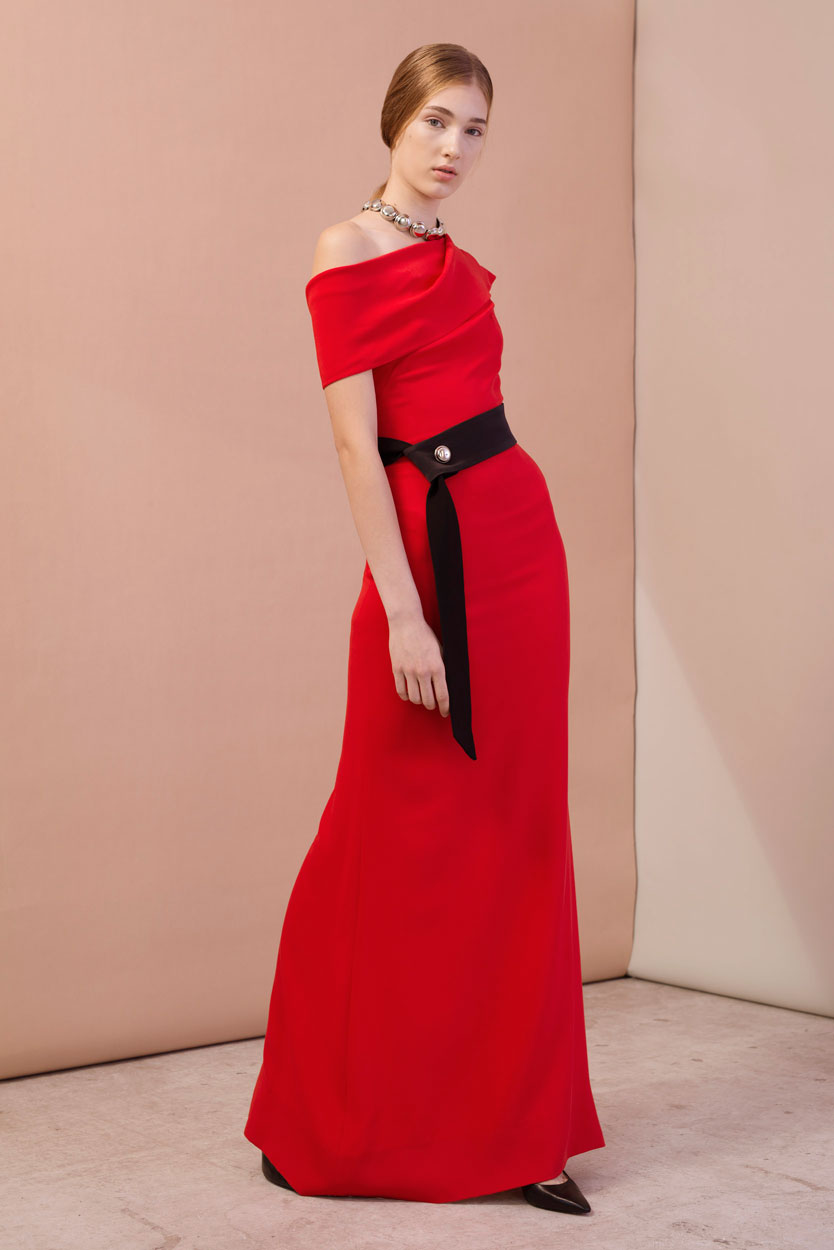 Draped viscose-crepe gown 